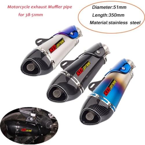 Moto-Exhaust Muffler Pipe Modified 350mm Stainless steel Motorcycle Silencer System DB Killer for 38-51mm ATV Autobike Scooter