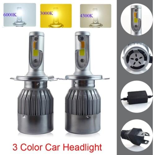 Muxall 60W H4 Hi/Lo H7 H11 9005 9006 LED Car Headlights 7200lm 3000K 4300K 6000K High Brightness Auto Lights Conversion Kit