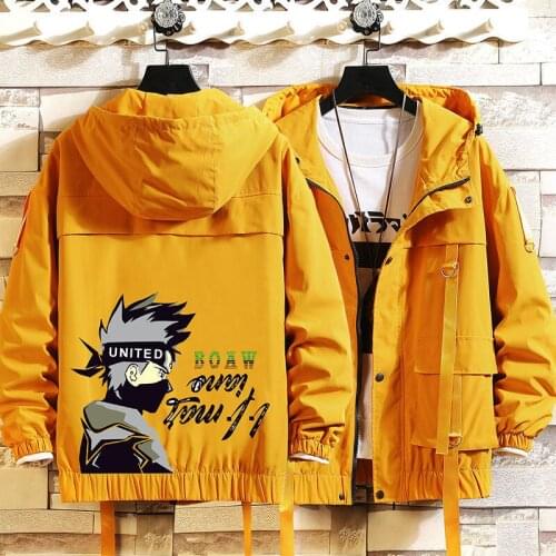Anime Boruto Cosplay Costume Streetwear Mens Korean Version Coat Spring Casual Male Jacket Hooded Windbreaker Bomber Man Coats