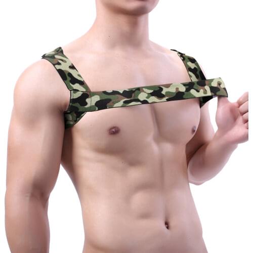 New Mens Body Chest Harness Belt Elastic Shoulder Harness Strap Sexy Gay Stage Costume Dance Clubwear Male Bondage Crop Tops