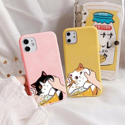Cute Pinched Face Animal Cat Phone Case For iphone 11 12 Pro Max X XR XS MAX 6s 7 8 Plus SE 2020 Soft Silicone Back Cover Fundas