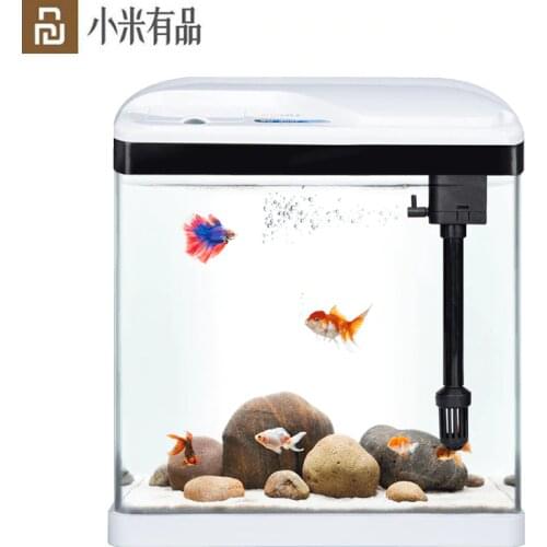 Youpin SOBO Transparent Glass Tabletop Fish Tank Set 15L Capacity Waterproof LED Light Super Filtration System Fish Supplies
