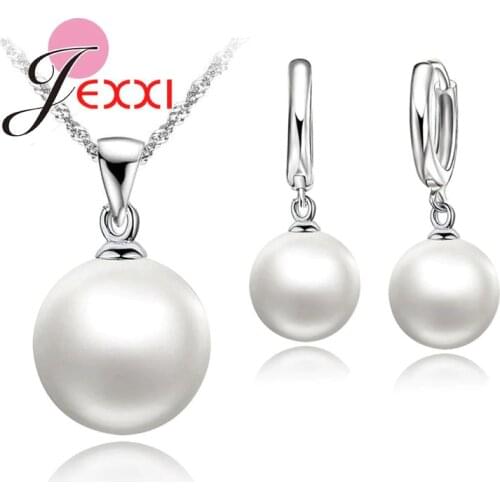 Nice Freshwater Pearl Jewelry Sets 925 Sterling Silver Necklace+Natural Pearl Hoop Earrings Wedding Jewelry Sets Hot Sale