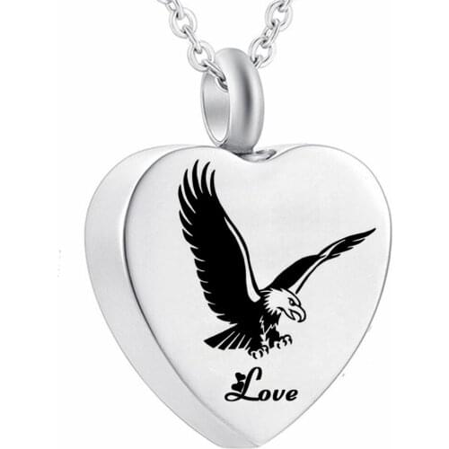 Stainless Steel Love Heart Angel Wings Pendant Urn Necklace for Ashes Keepsake Memorial Cremation Jewelry