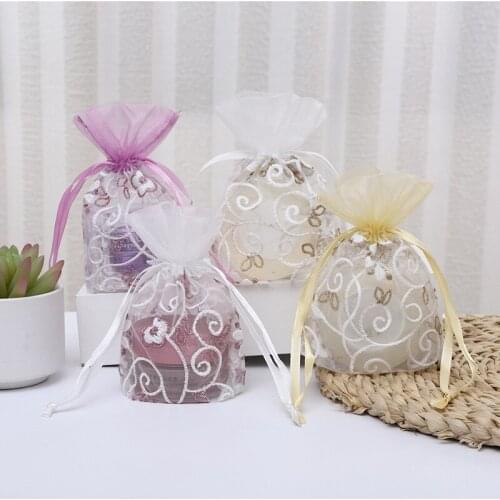 Drawstring Non-woven Fabrics Lace Canvas Bag for DIY Sundries Craft Pouch Gift Candy Bag Wedding Party Decor Bag