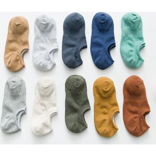 5 Pairs Colorful Spring Summer Mens Invisible Socks Cotton Men High Quality Breathable Non-Slip Ankle Socks Man Boat Socks Thin