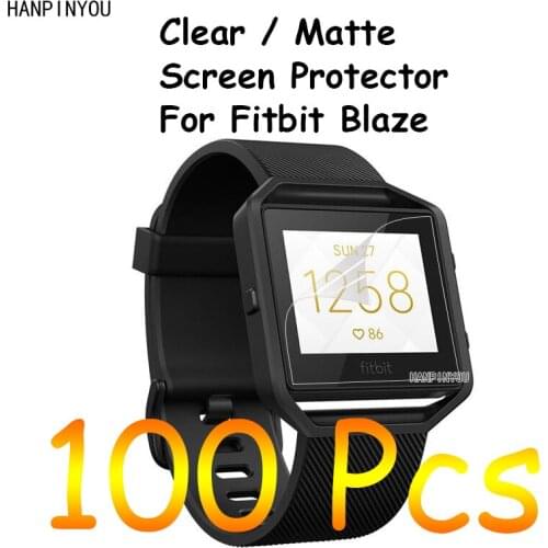 100 Pcs For Fitbit Blaze SmartWatch New HD Clear / Anti-Glare Matte Screen Protector Protective Film Guard With Cleaning Cloth
