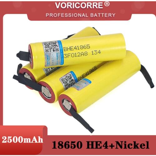 New Original HE4 2500mAh Li-lon Battery 18650 3.7V Power Rechargeable batteries Max 20A,35A discharge + Nickel sheet