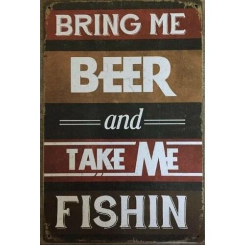 Beer & Fishing Vintage Rustic Garage Metal Tin Signs Man Cave, Shed & Bar