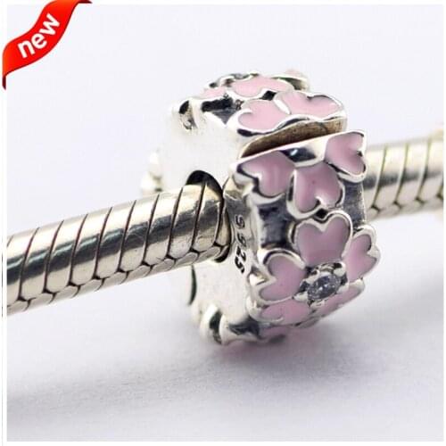 Fits Pandora Bracelets Clear AAA CZ Enameled Pink Clip Charm Beads Pave 925 Sterling Silver Stamp DIY Beads Factory Price 2016