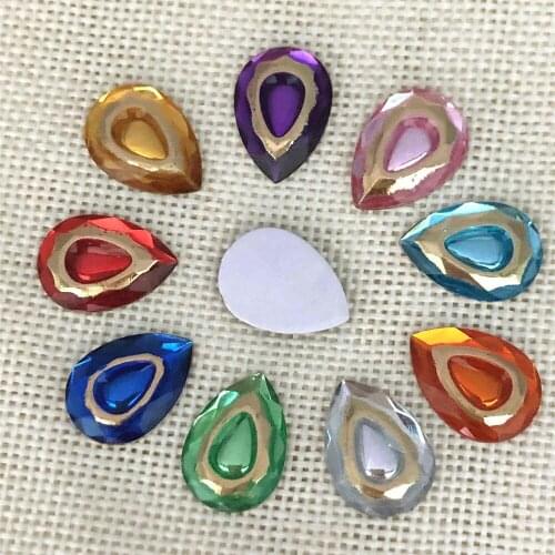 80Pcs 10*14mm Rhinestone Water droplets Resin /Craft/Clothes Decoration Bags DIY