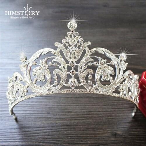 Himstory Shining European Rhinestone Tiaras Crowns Wedding Pageant Headband Crystal Bride Marriage Diadem Head Accessories