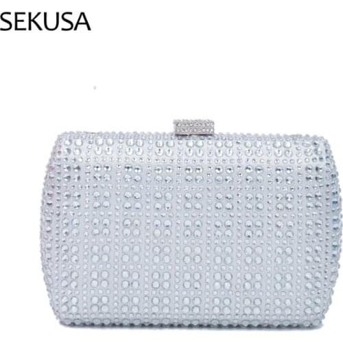 Silver Color Diamonds Evening Bags Rhinestones Party 2021 Party Wedding Handbags Shoulder Female Luxury Purse