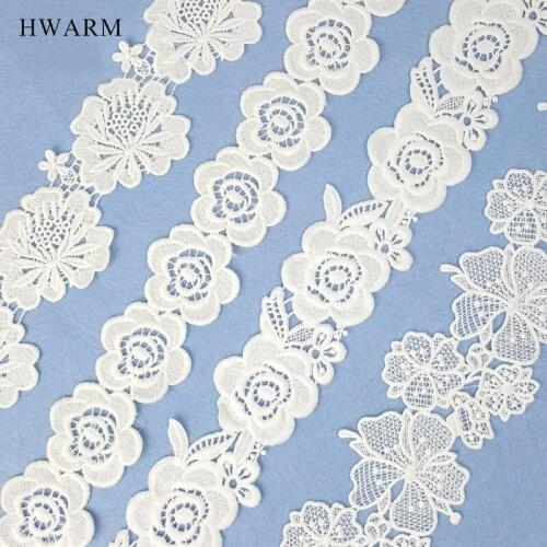 High Quality White Lace Fabric Ribbon Diy Hollow WaterSoluble BarCode MilkSilk Embroidery Underwear Curtain Clothing Accessories
