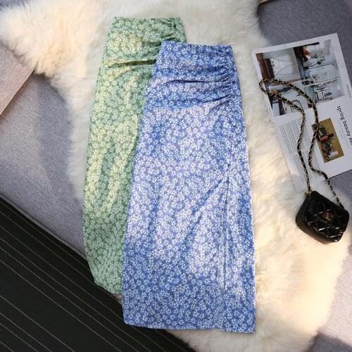 Floral Long Korean Fashion Style Autumn Summer Skirts For Vintage Kawaii WomenS 2021 Clothes High-Waisted Skirt Harajuku