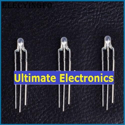 100pcs Common Cathode/Anode 3MM LED Dissfused two color red and blue 3Pin