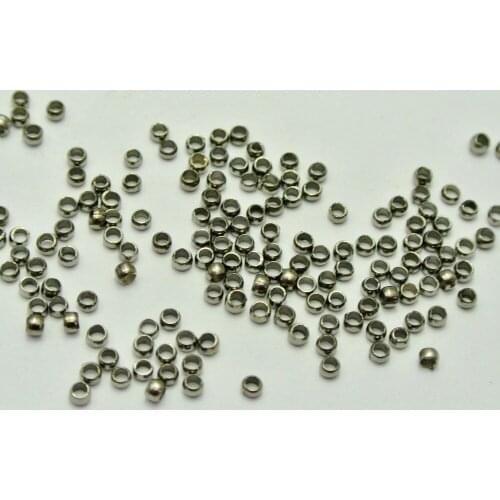 1000 pcs Gunmetal Tone Metal Round 2.5mm Crimp End Beads