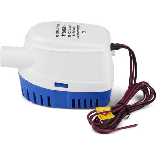 1100GPH Boat 12V Marine Automatic Submersible Bilge Water Pump Fully Auto Float Switch Internal (White & Blue)