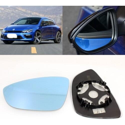 For Volkswagen Scirocco Car Side View Door Wide-angle Rearview Mirror Blue Glass With Base Heated 2pcs