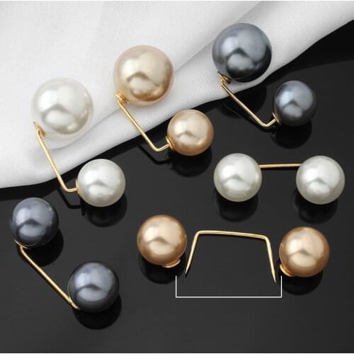 2pcs Female Brooch Skirt Waist Pearl Button One Word Pin Simple Small Pin Fixed Button Blouse Sweater Accessories