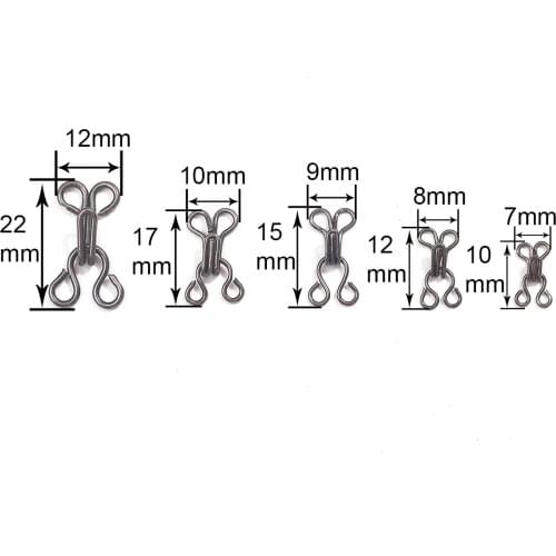 24 Pairs Multiple Sizes Black & Rhodium Metal Buckle Button Hidden Hook Button For Garment Bag Sewing Accessories