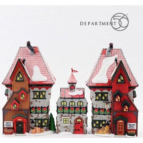 3pcs/set Christmas Gift Santas Studio Home Decorative Ceramic House With Night Light
