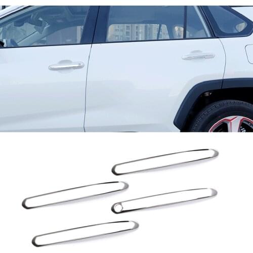 Car Accessories for Toyota RAV4 XA50 2019 2020 2021 ABS Chrome Door Handle Molding Strips Cover Trim 4pcs