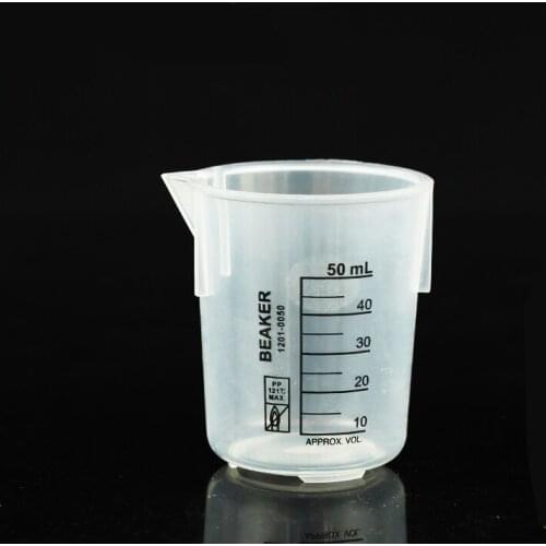 4pcs/lot 50ml Plastic Graduated Beaker with Scale Cup Laboratory Chemistry set lab PP beaker