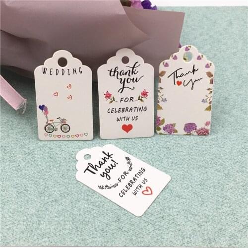 50Pcs Jewelry Box Packing Labels Thank You Gift Tags Paper Love Wedding Party Favor Handmade Cake Card Hang Price Tags 5x3cm