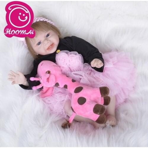 55cm Baby Doll Soft Cloth Body Silicone Vinyl Adorable Lifelike Toddler Baby Bonecas Girl Kid Bebe Reborn Dolls Bonecas