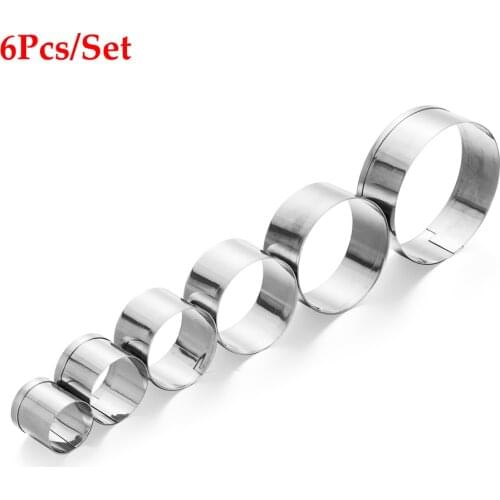 6Pcs/Set Stainless Steel Round Circle Shaped Cookie Cutter Biscuit Molds Cake Biscuit Mold Home&Kitchen Baking&Pastry Accessory