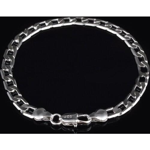6MM Promotion 100% Authentic Silver Plated Women Chain Bracelet Wholesale Fashion Mens Jewelry Silver Men Bracelet