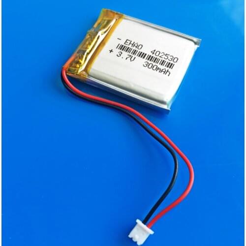 3.7V 300mAh lithium polymer lipo li ion rechargeable battery 402530 JST 1.25mm power for MP3 GPS bluetooth headset smartwatch