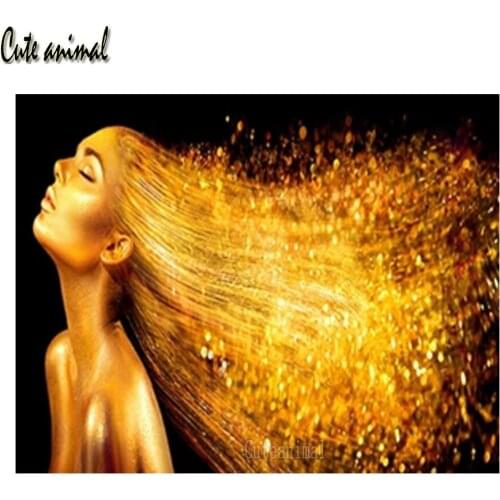 5D Diamond Painting Black Gold Woman Embroidery Abstract Naked Girl Cross Stitch Kits Full Square Drill Mosaic New Home Decor