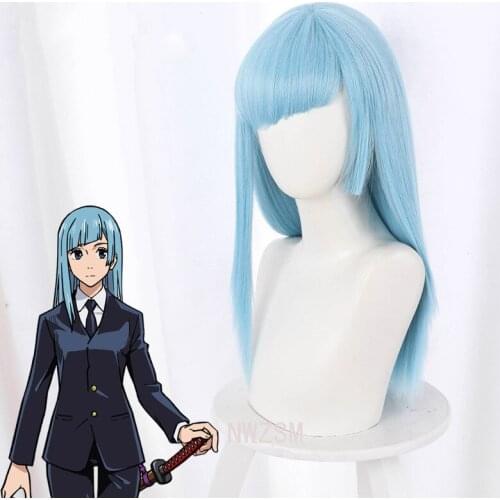 Anime Jujutsu Kaisen show Miwa Kasumi wig Jujutsu Kaisen Cosplay gray blue hair Halloween party decorations accessories