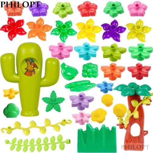 Plant Series Big Building Blocks Flower Grass Tree Fruit Adornment Accessories Compatible Scenes Assemble Toys For Kids Bricks