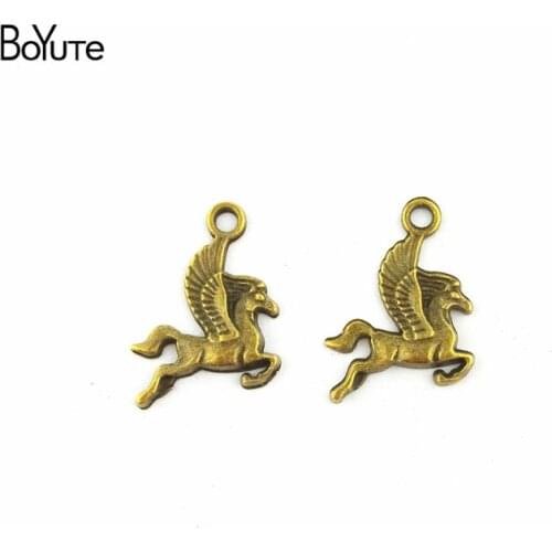 BoYuTe (100 Pieces/Lot) Wholesale Antique Bronze Plated Zinc Alloy 17*15MM Pegasus Charms Fairy Tale Diy Jewelry Components