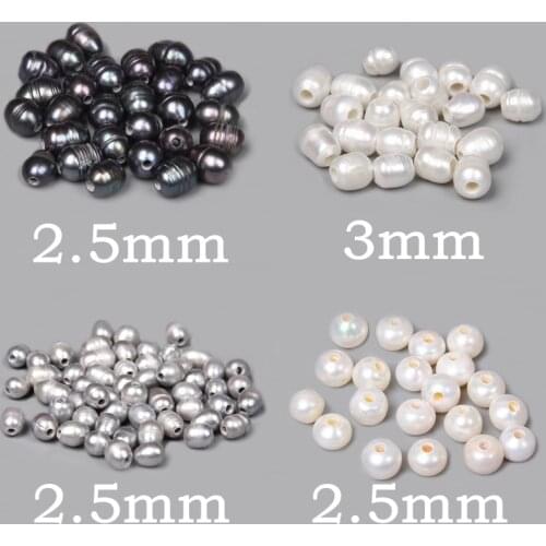 10pcs Natural White Black Gray Pearls Beads Big Large Hole Freshwater Near Round Rice Loose Pearl Beads Jewelry Making Accessory