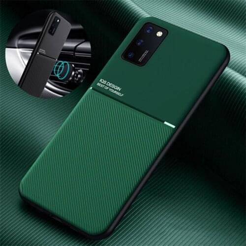 For Samsung Galaxy A02S Case Magnetic Holder Leather Texture Soft Silicone Shockproof Phone Case for Galaxy A02 A02S Back Cover