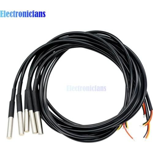 DS18B20 Stainless Steel Package 1M/2M/2.5M/3M Waterproof DS18b20 Digital Temperature Probe NTC Sensor hermistor Thermal Cable