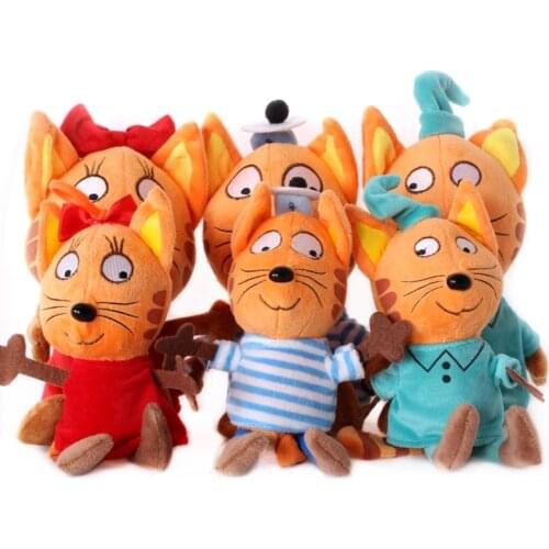 20-30cm kid e cats Russian Три кота My Family Three Happy Cats Plush Doll Cookie Candy Pudding Happy Cat Doll Toy Children Gift