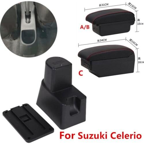 For Suzuki Celerio Car armrest box For Suzuki Central storage box modification CELERIO chargeable With USB
