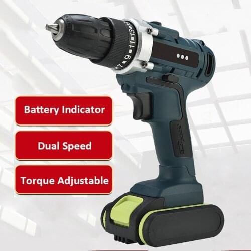 Dual Speed Mini Rechargeable Cordless Electric Drill Power Rotary Tools Hand Impact Drill Machine with 2pcs Batteries