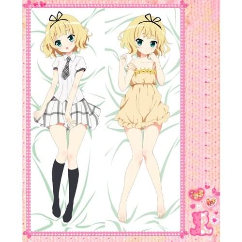 Anime Cartoon Is the order a rabbit Double Bolster Hugging Pillow Case Pillow Cover Pillowcase Peach Skin 2 Way No.56039