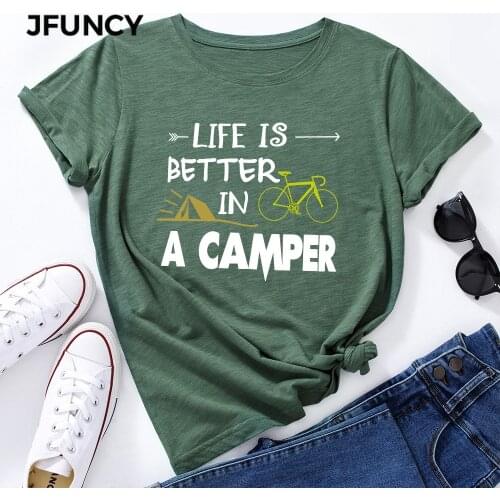 JFUNCY Plus Size 5XL Women T Shirt Summer Short Sleeve Cotton T-Shirt Letter Print Female Tops Oversize Woman Casual Tshirt