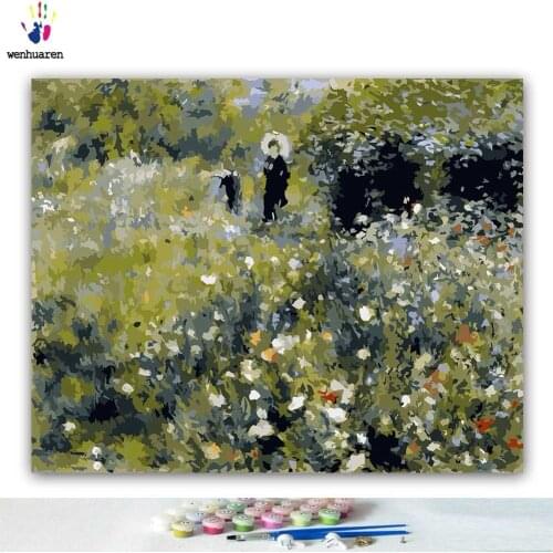5d by numbers with colors Woman with a Parasol in a Garden picture drawing painting by numbers framed Home