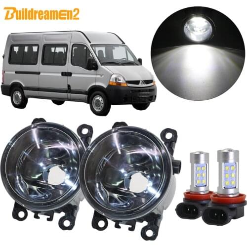 Buildreamen2 For Renault Master II 1998-2010 Car H11 Fog Light Kit Lampshade + Lamp DRL Daytime Running Light 12V Accessories