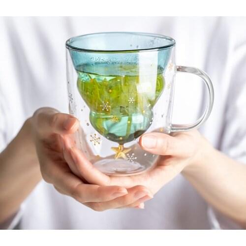 Creative Mug Cup With Christmas Tree Star Water Coffee Glass Cups Couple Bottle For Valentines Day New Year Christmas Gifts