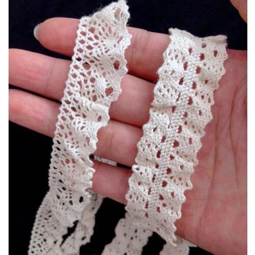 5 Meters/lot 2cm Width Ruffled Stretch Lace Fabric Cotton Elastic Lace Trim Bridal Dress Lace Costume Design Decoration