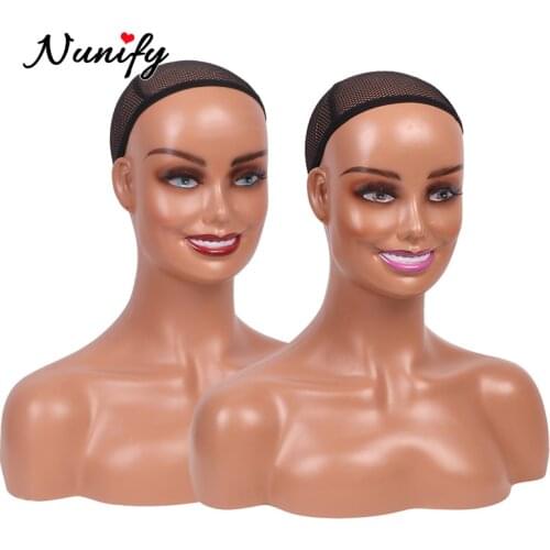 Nunify Doll Head For Wig Smile Face Mannequin Head Display Stand Manikin Head Different Makeup Mannequin Head With Shoulders
